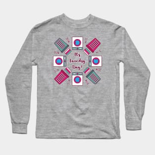 It's Laundry Day Mandala | Green Pink | Gray Long Sleeve T-Shirt